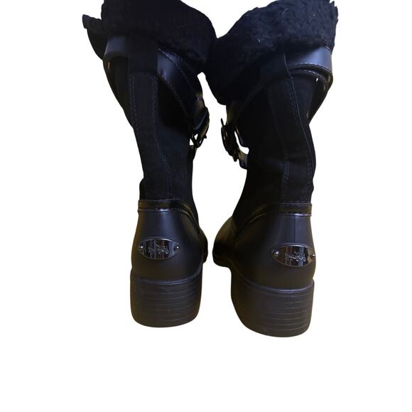 Coach Zena Shearling Lined Leather & Suede Moto Boots Black Women’s 8B - Picture 3 of 7